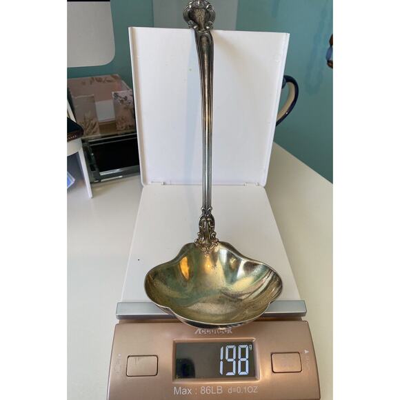 Chantilly by Gorham 1895 Soup Ladle 12.5” (Lion Anchor G) Sterling Silver Monog - Picture 10 of 10